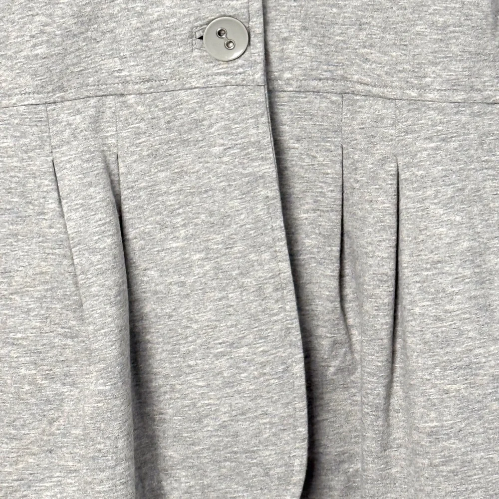 Motto Women's Cropped Pea Coat Heather Gray Pleated Button-Up Size-L NWT
